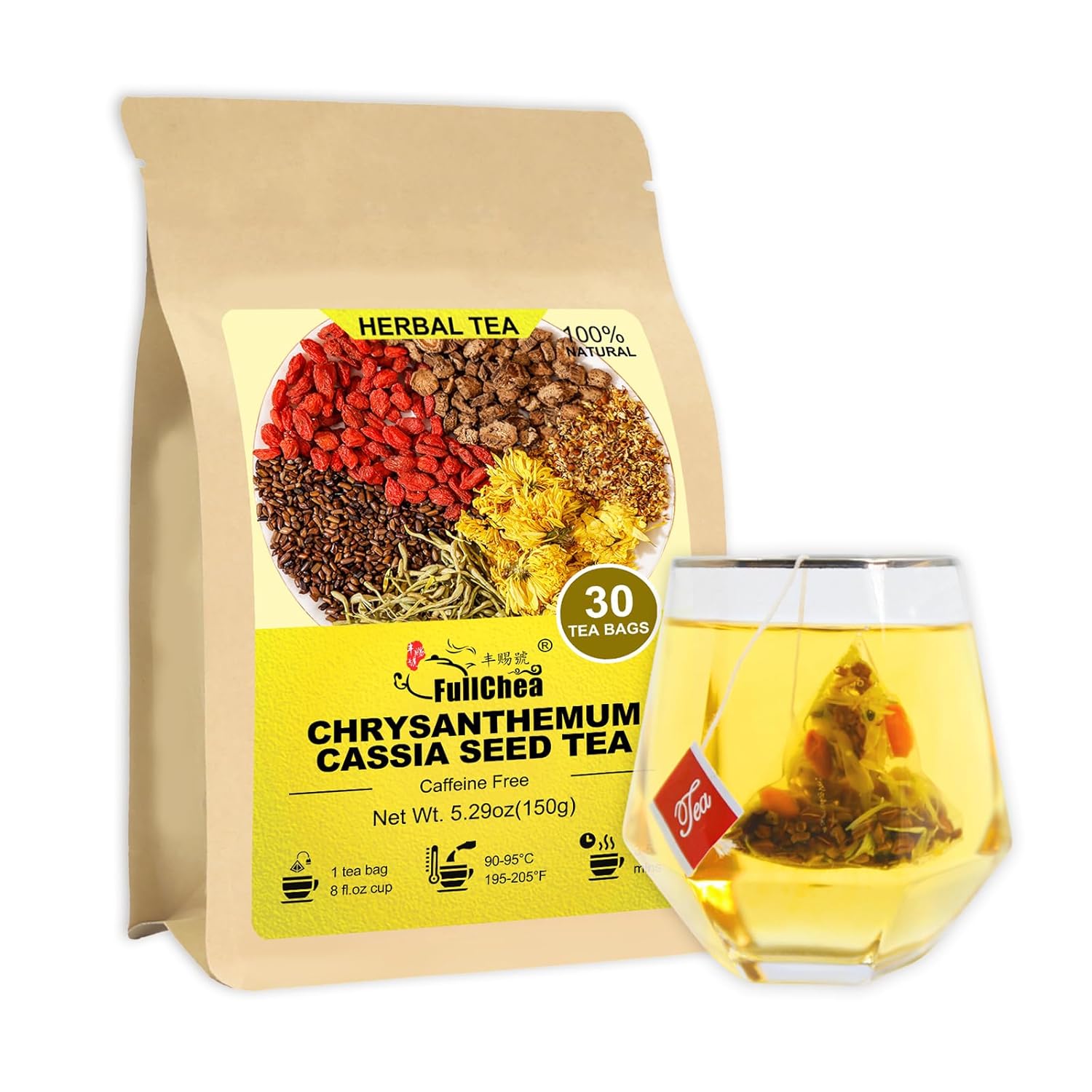 FullChea – Chamomile Tea bags, 50 Teabags – Pure & Natural Chamomile Flower Herbal